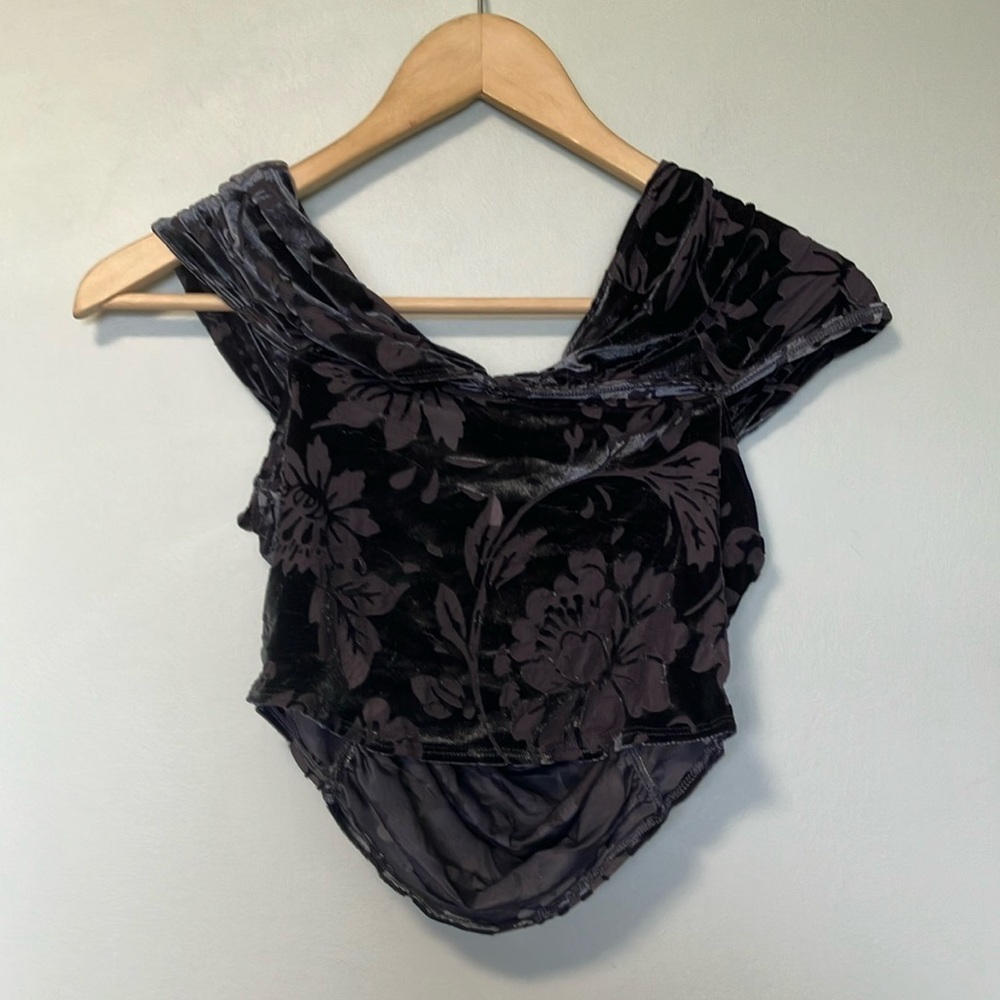 Free People Floral Velvet Women's Top - Grey - Picture 4 of 4
